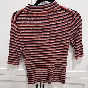 Madewell striped fitted cowl neck sweater, size small